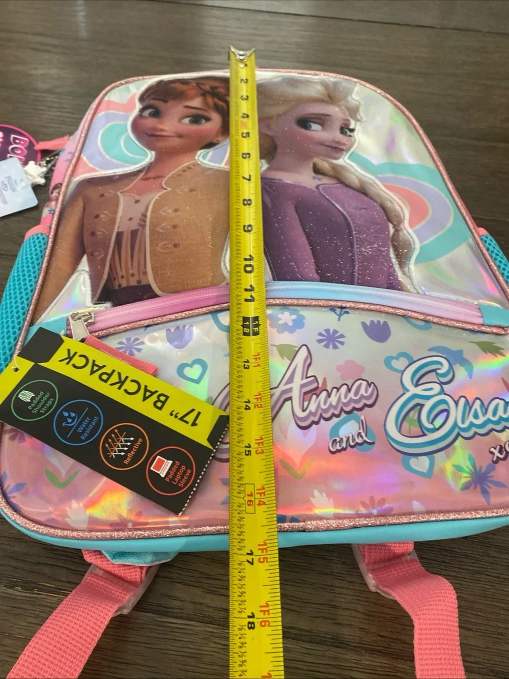 Disney Frozen Anna and Elsa Pink Purple Holographic Kids Backpack